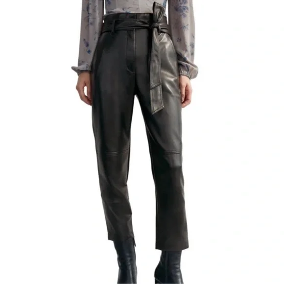 Wilfred Aritzia‎ Black Faux Leather High Tied Pants - Picture 3 of 10